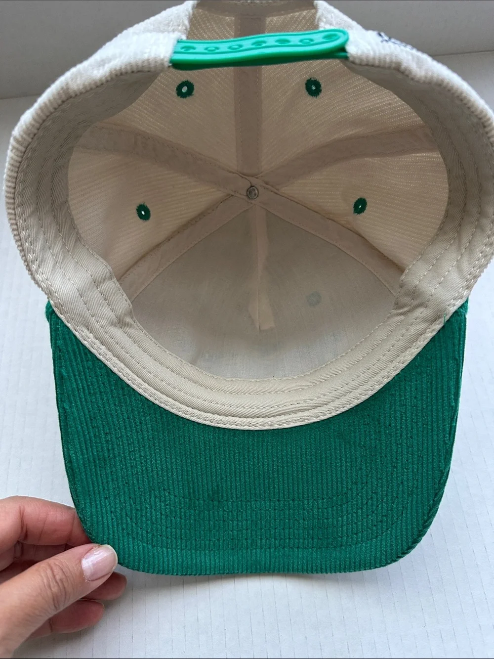 Zero Proof Two-Tone Corduroy Adjustable Cap - Cream & Green